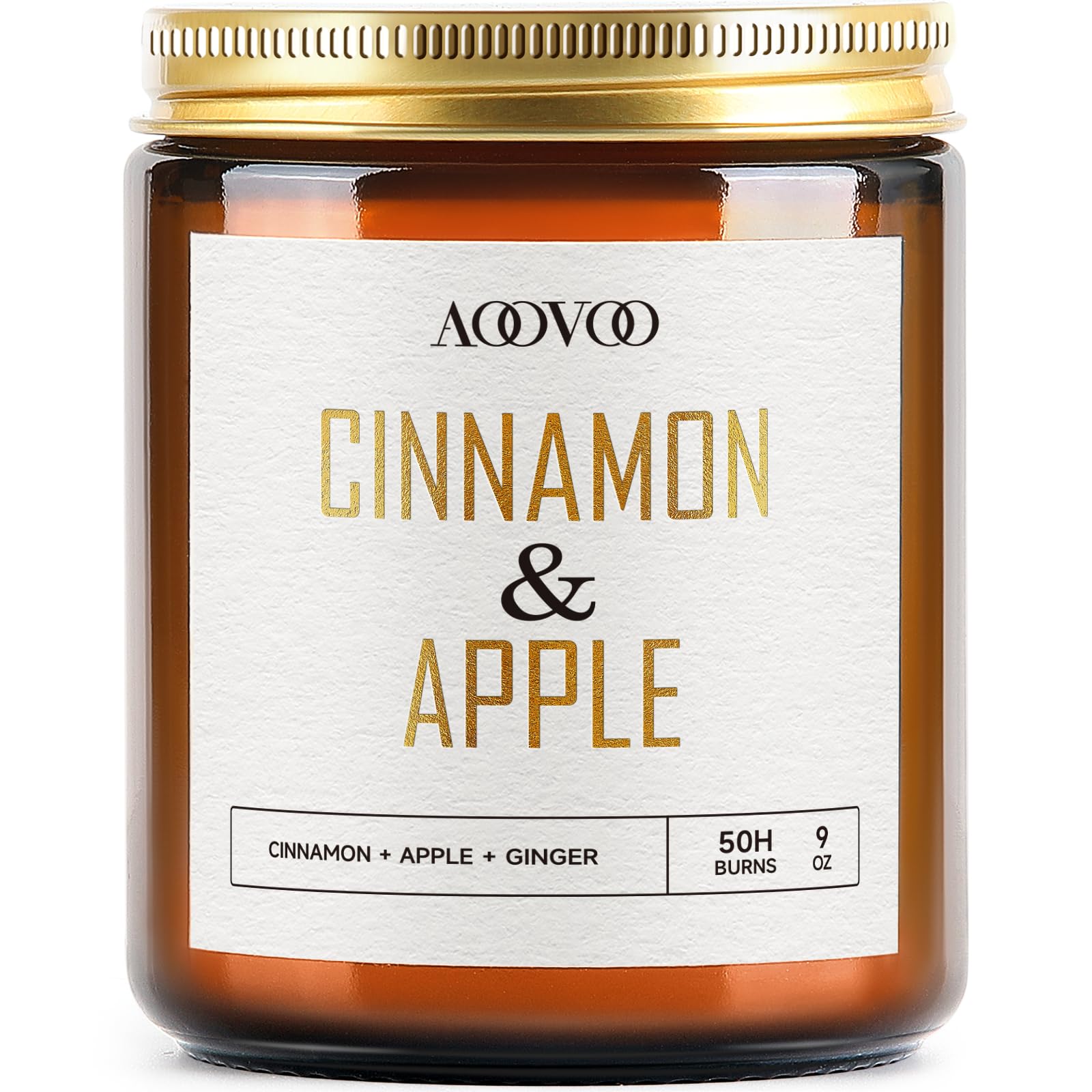 AOOVOO Apple Cinnamon Soy Candle 9oz jar - front view