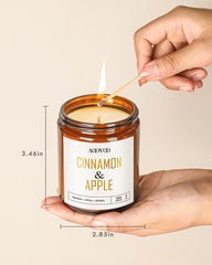 Close-up of AOOVOO Apple Cinnamon 9oz candle label
