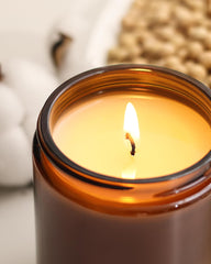 AOOVOO candle beside a ruler showing 22 oz scale benefit: long burn time