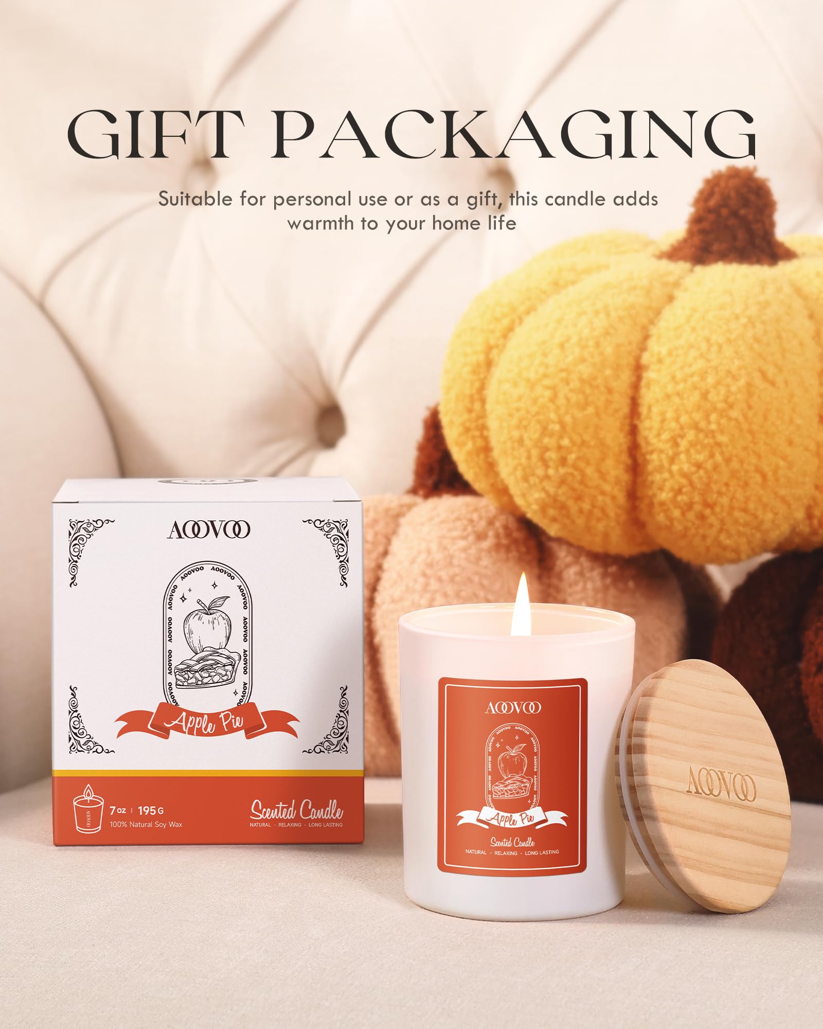 Gift-ready AOOVOO Apple Pie Candle set for women