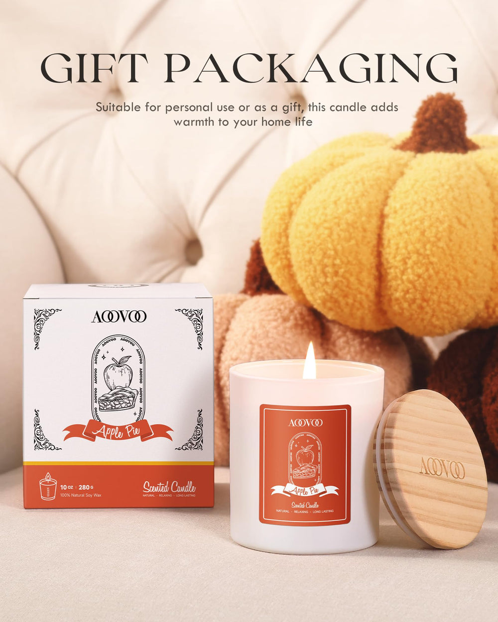 AOOVOO candle styled on fall table adding seasonal atmosphere and comfort