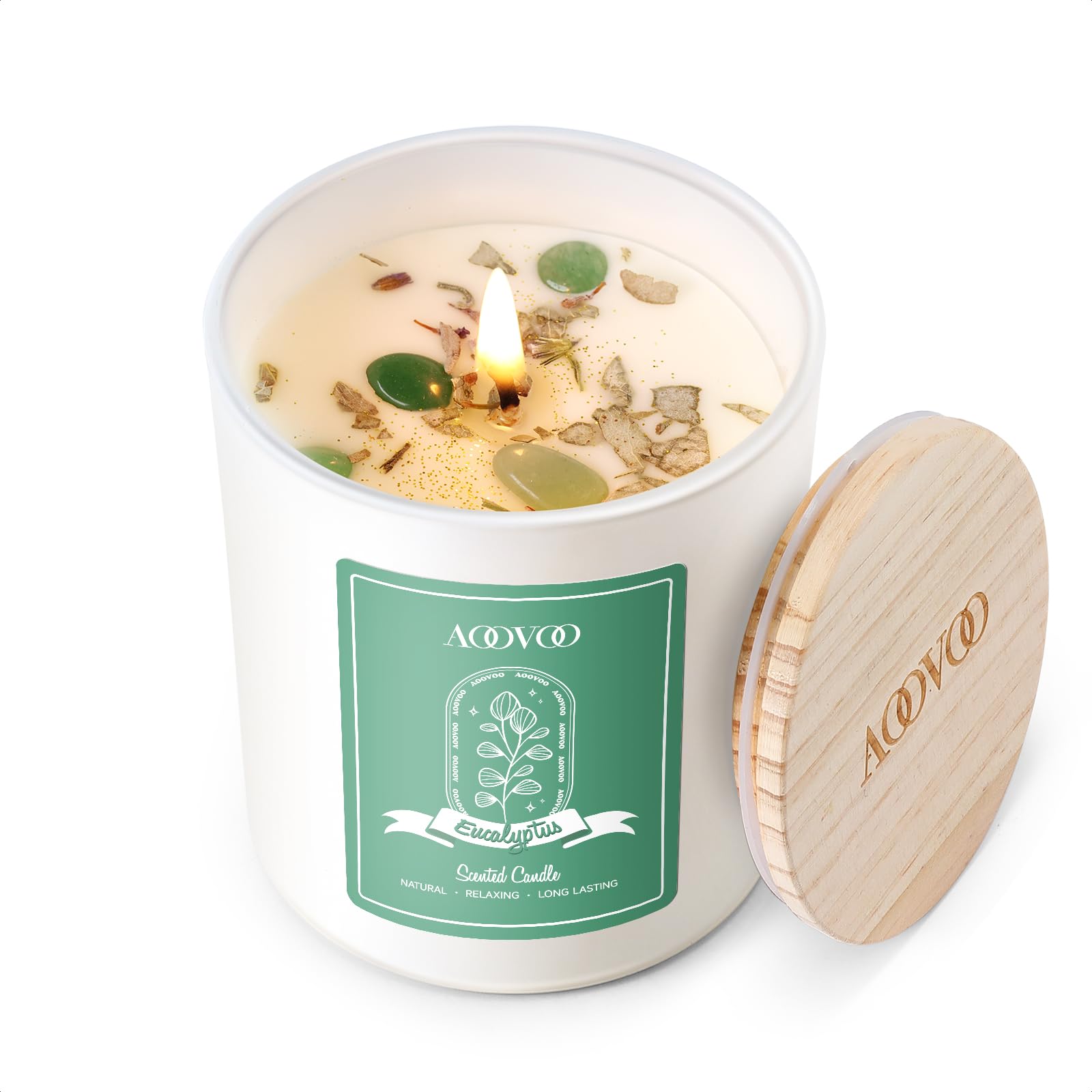 AOOVOO candle front packaging showing apple pie scent and gift-ready design