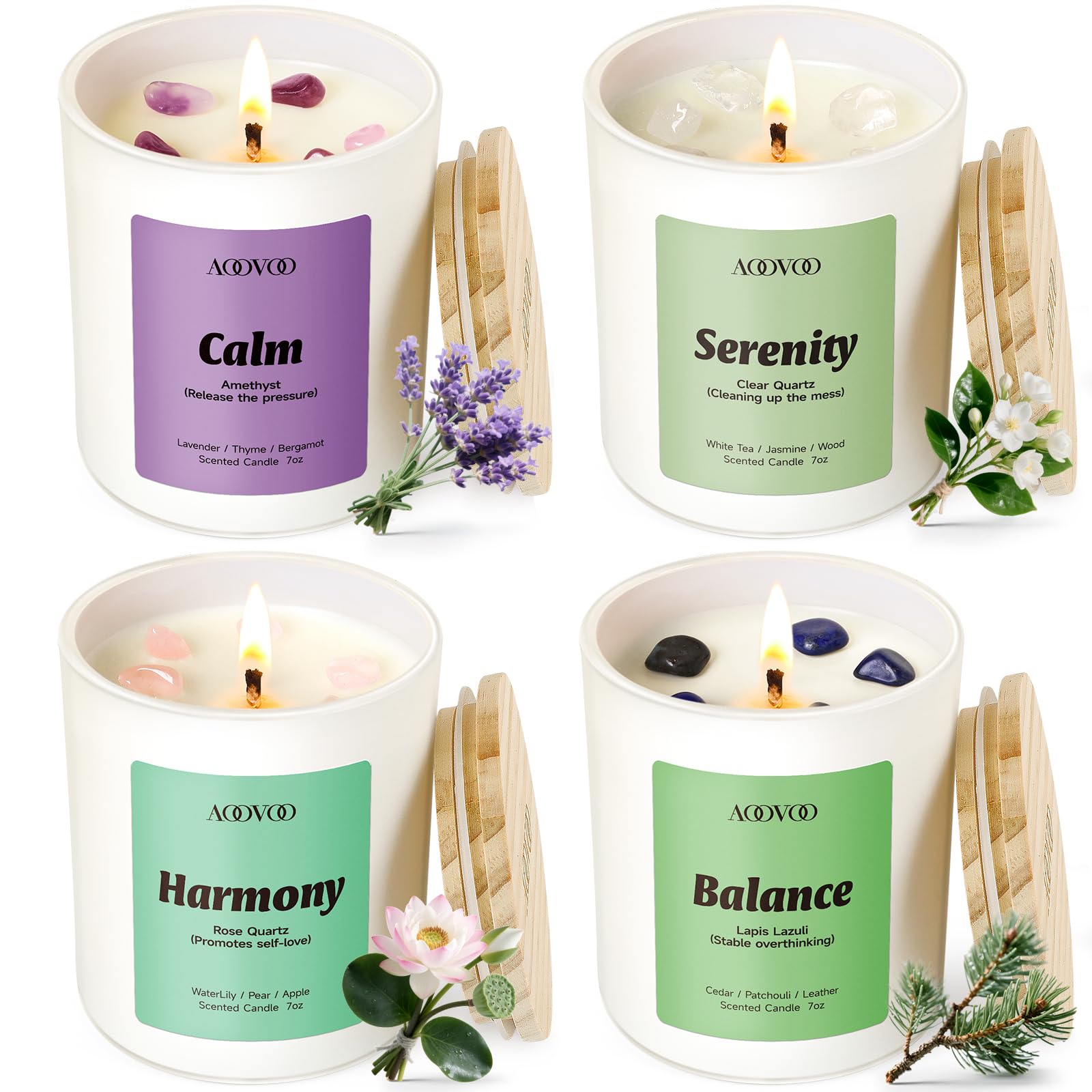 Front view of AOOVOO Calm Candles Set for Women 4-pack