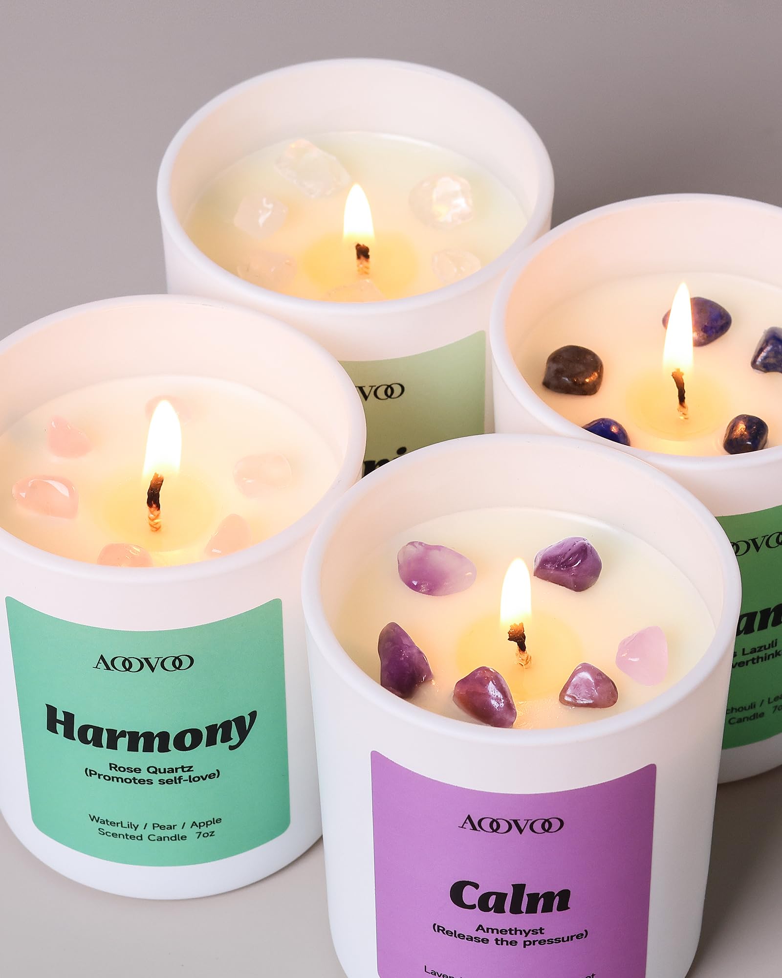 White Tea & Jasmine candle with Clear Quartz for Serenity
