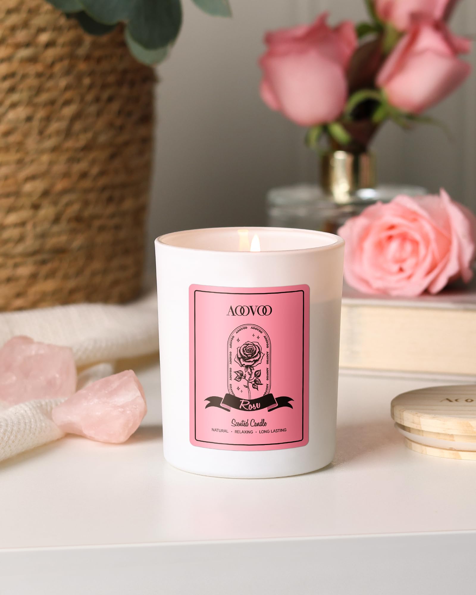 Gift-ready AOOVOO Rose candle packaging