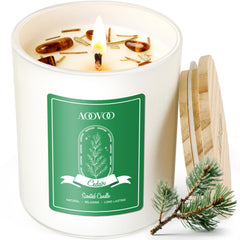 AOOVOO Cedar Scented Candle 10oz jar with cedar and pine imagery
