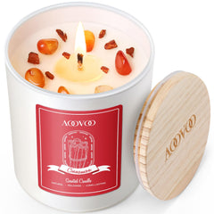 Red agate crystal inside AOOVOO Cinnamon Scented Candle