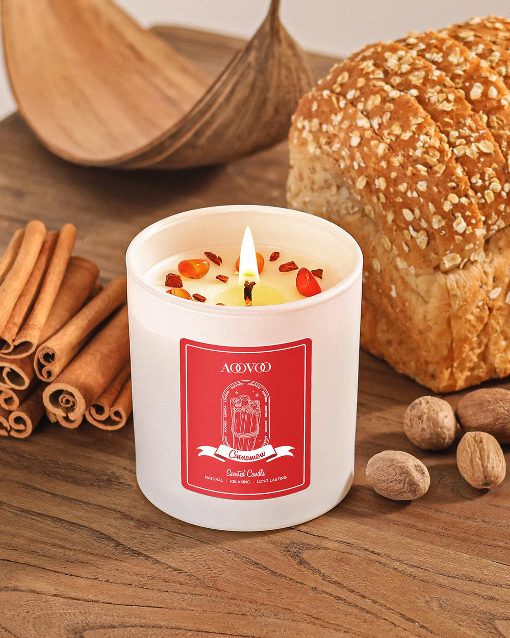Candle interior showing crystal inside and 10oz jar