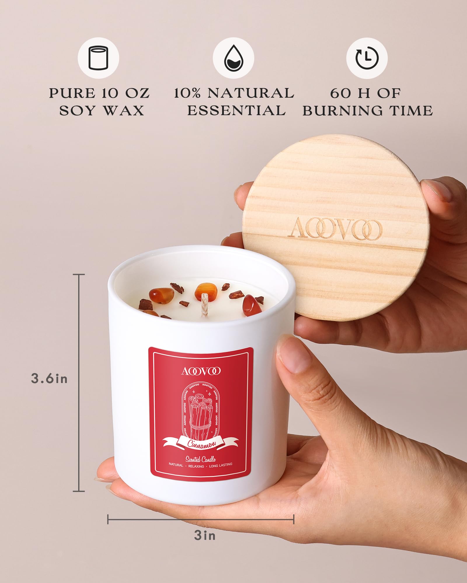 AOOVOO Cinnamon Candle packaging box