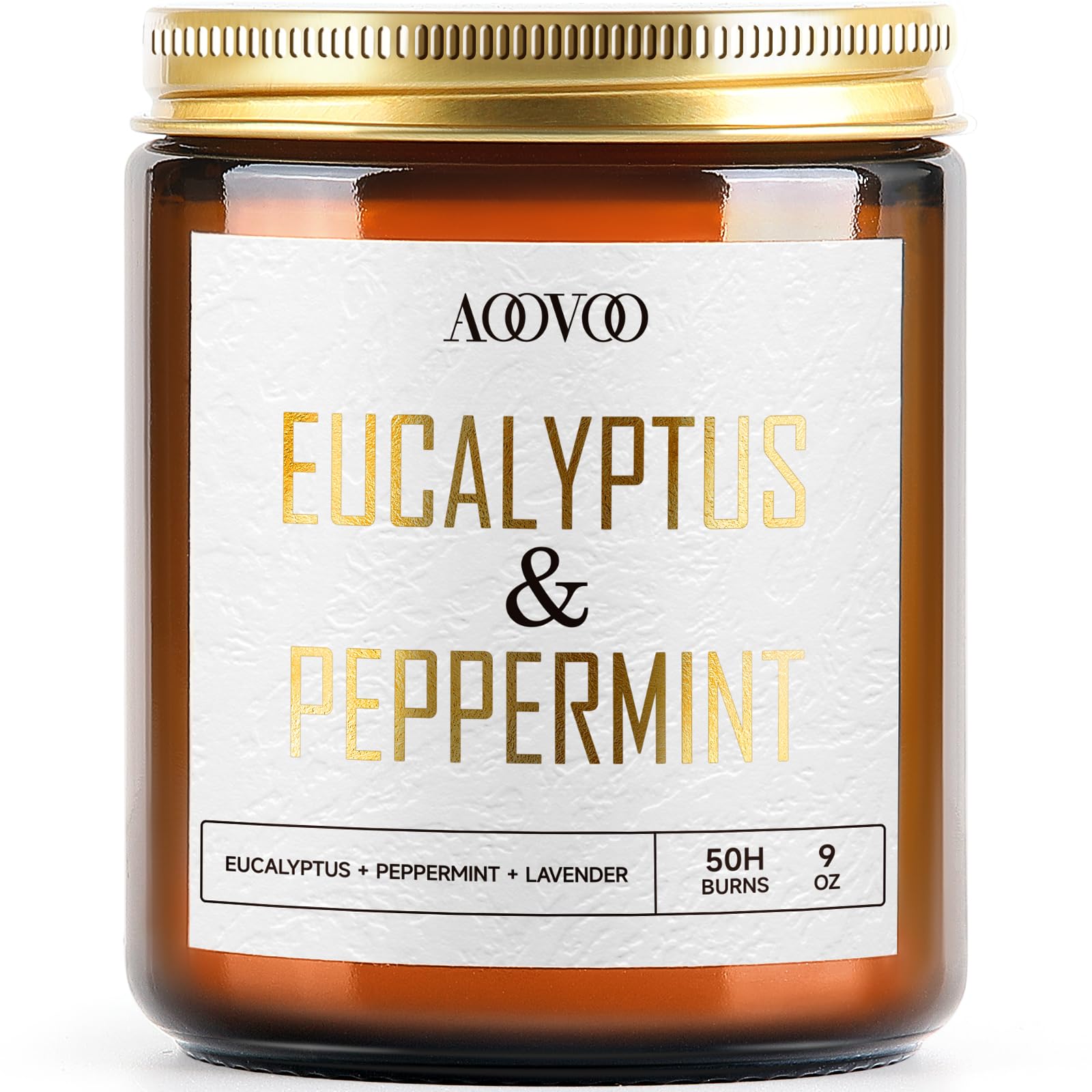 AOOVOO Eucalyptus Mint Candle 9oz jar front view