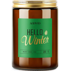 AOOVOO Hello Winter Candle 22oz pine scented soy wax - front view