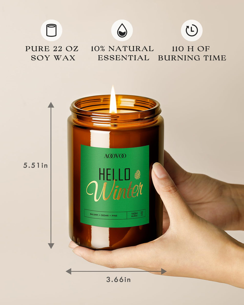 Elegant gift jar with gold text — suitable for women and men