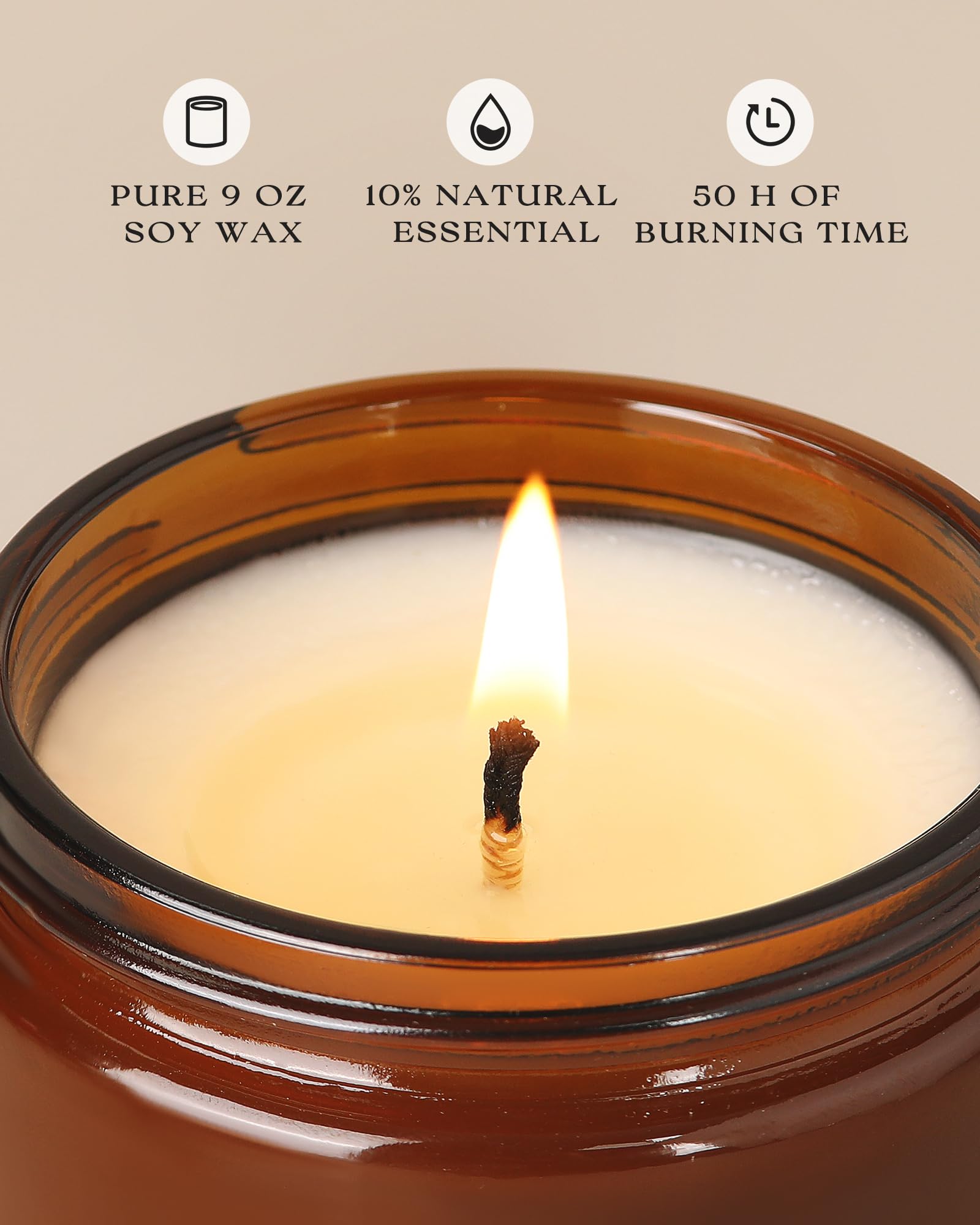 9 oz 100% soy wax candle burn time up to 50 hours