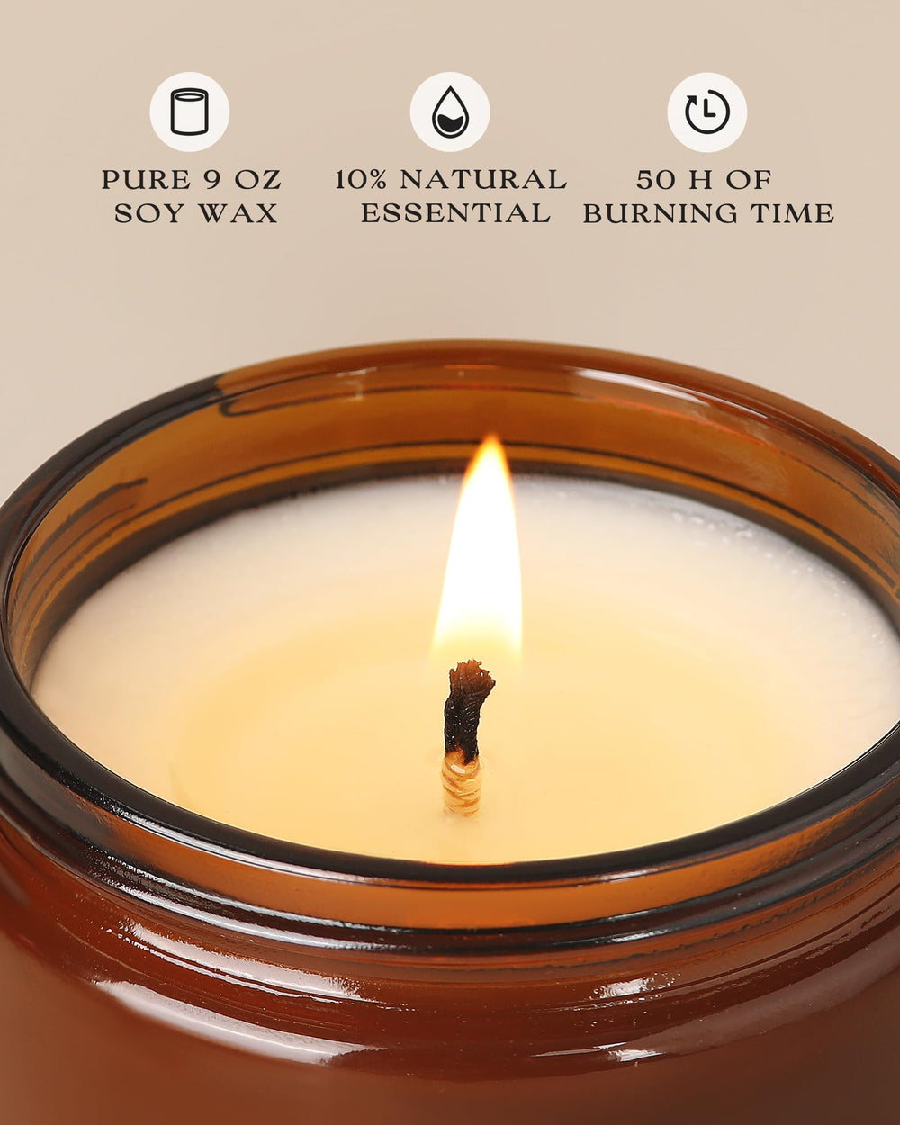 9 oz 100% soy wax candle burn time up to 50 hours