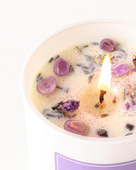 Crystal inside candle with calming energy
