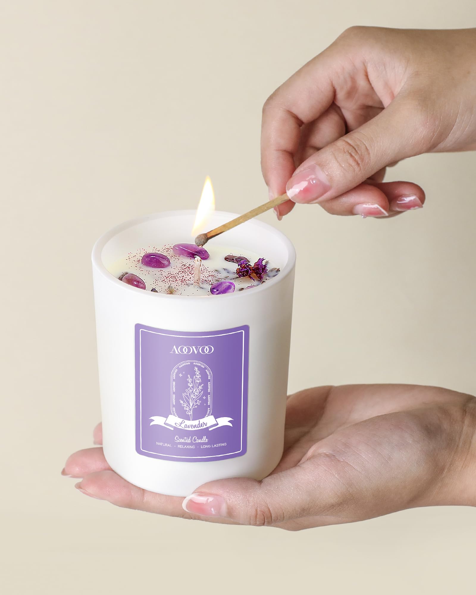 Candle burning with lavender aroma in a cozy setting