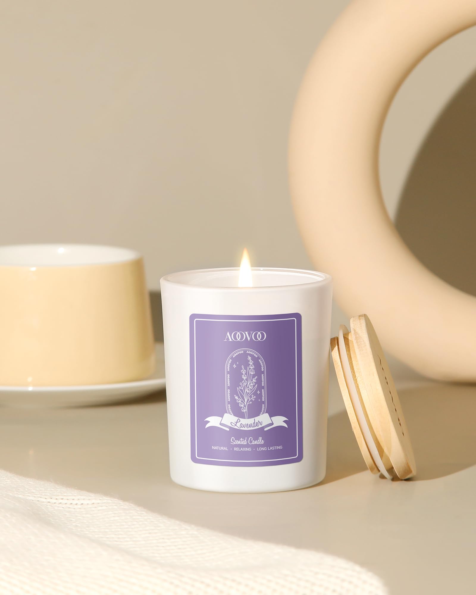 Close-up of crystals inside the candle with lavender fragrance