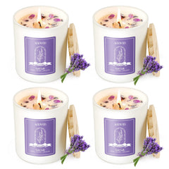 AOOVOO Lavender Candles Set 4 Pack in premium packaging