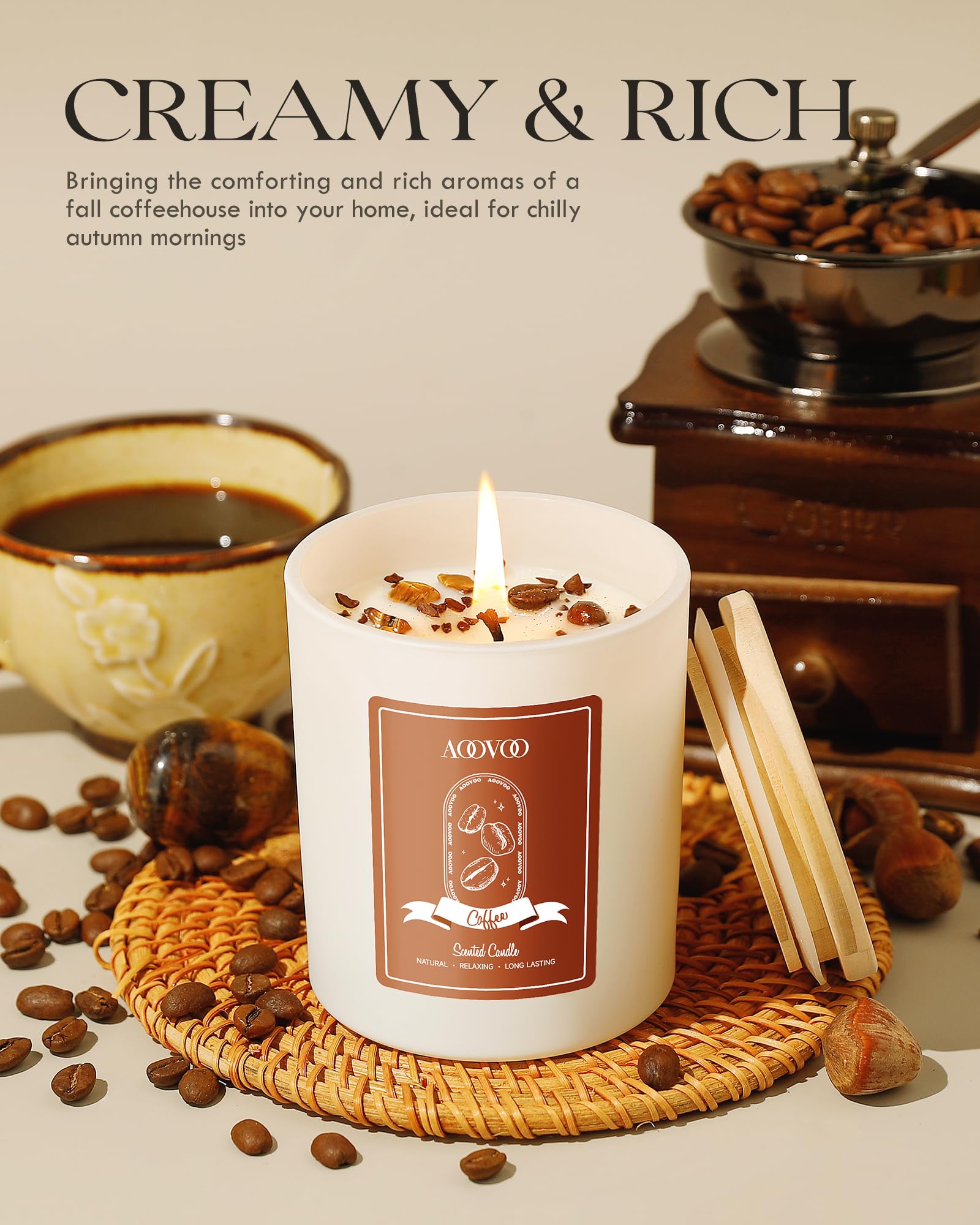 Product display with crystals and candle