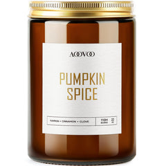 AOOVOO Pumpkin Spice Candle 22 oz jar with gold label