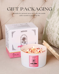 Product shot of AOOVOO rose candle on display