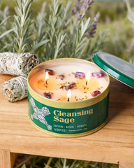 12oz AOOVOO Sage Candle burning to release long-lasting fragrance