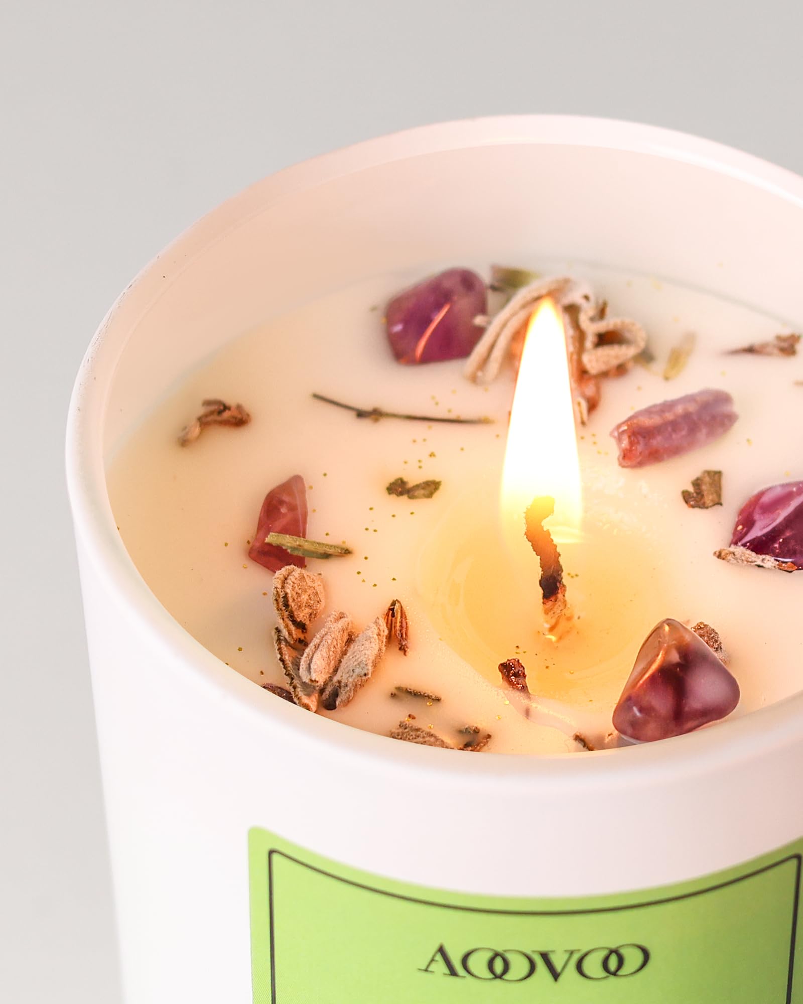 Sage Aromatherapy Candle Burning with Warm Glow
