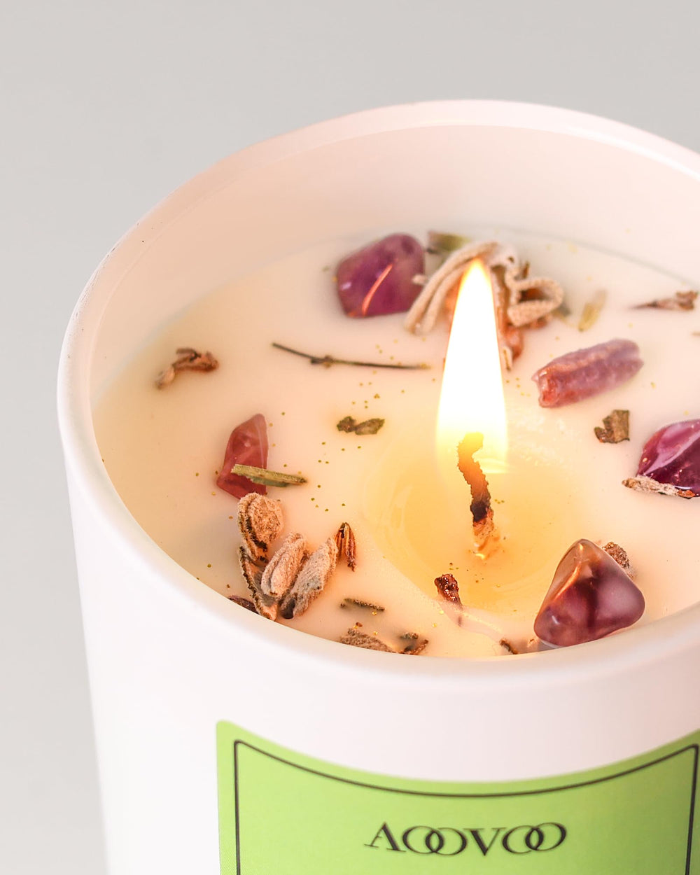 Sage Aromatherapy Candle Burning with Warm Glow
