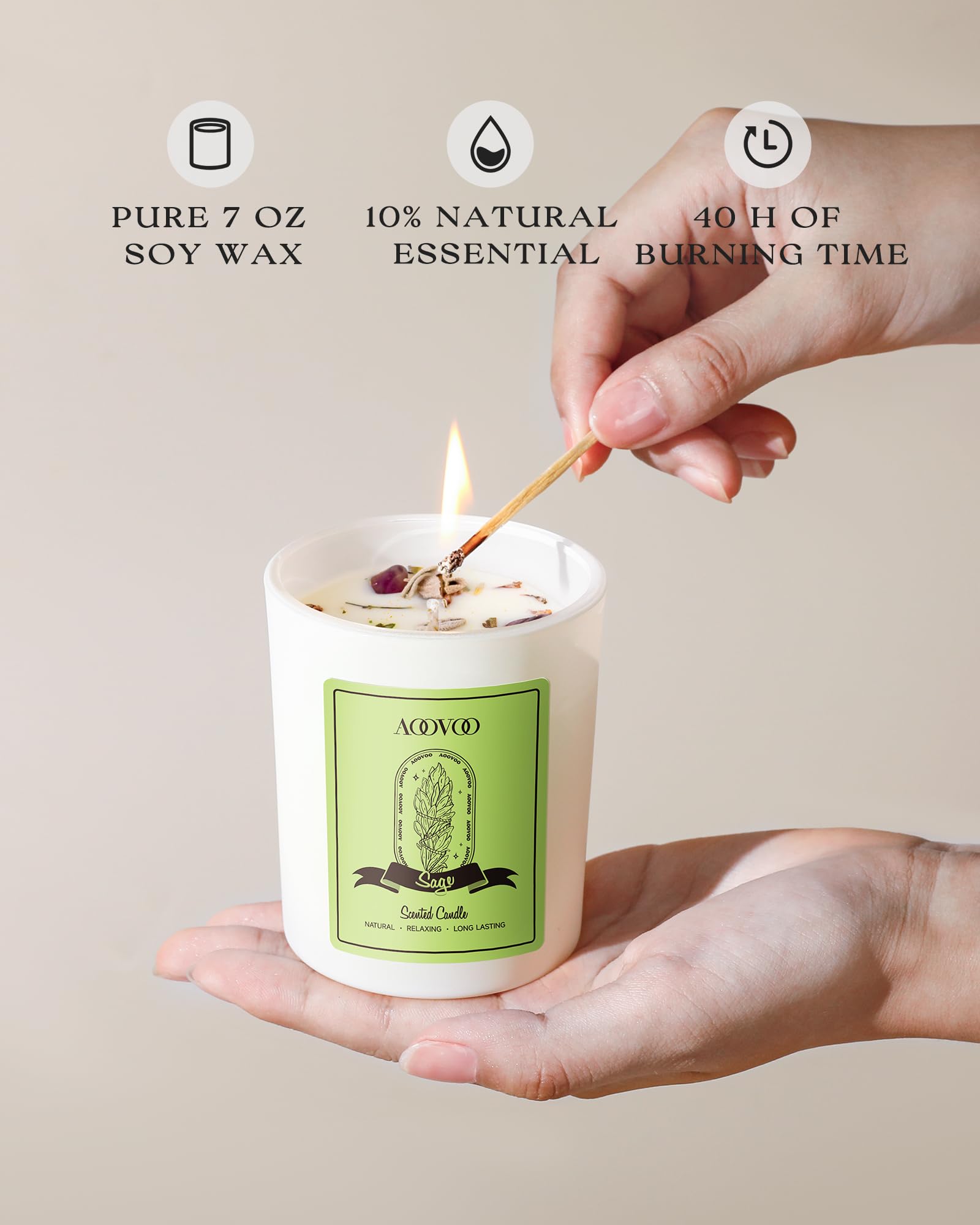 Gift-ready AOOVOO Sage candle packaging