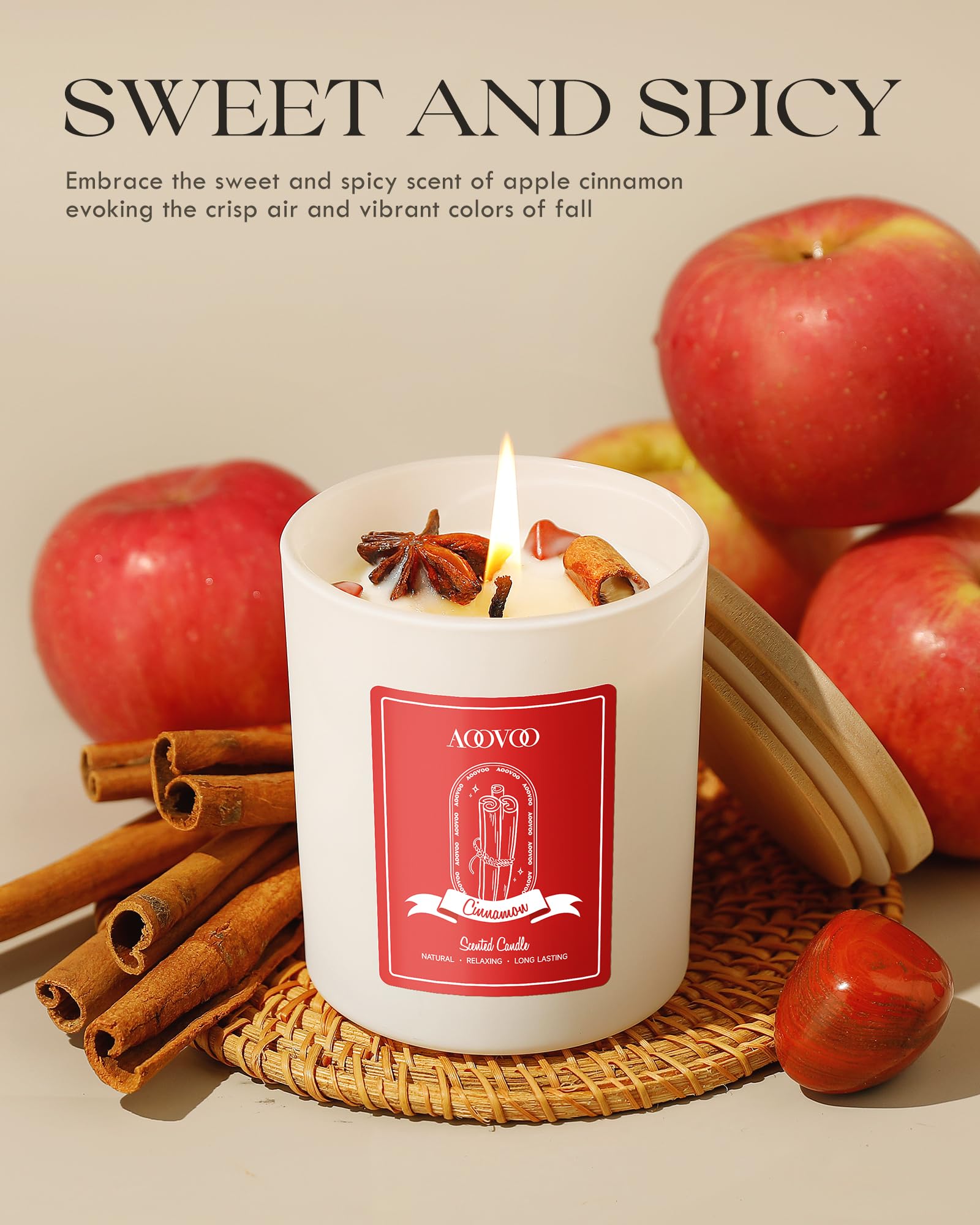 AOOVOO 10oz candle next to coffee mug showing true size