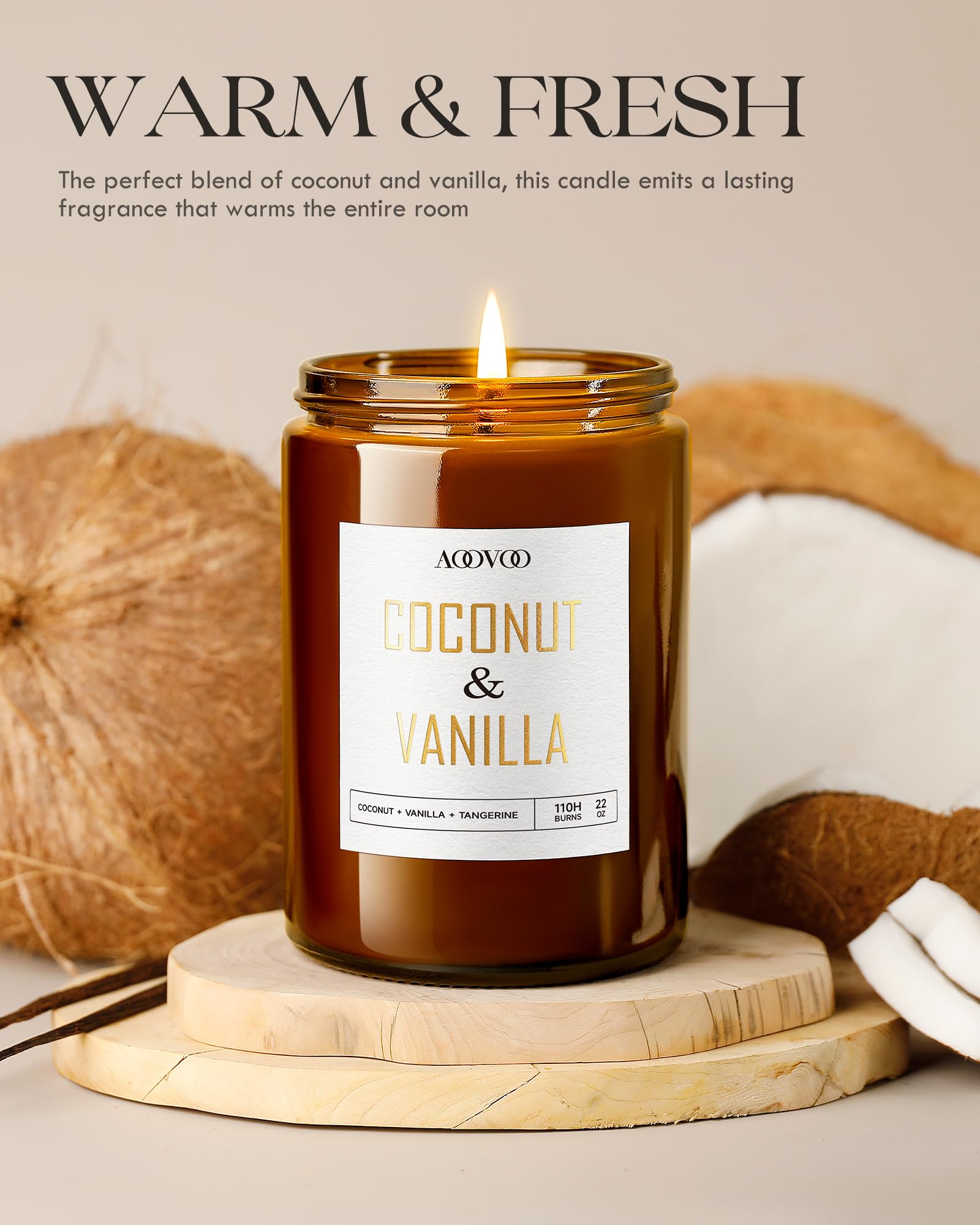 Candle burning with warm glow and visible aroma diffusion