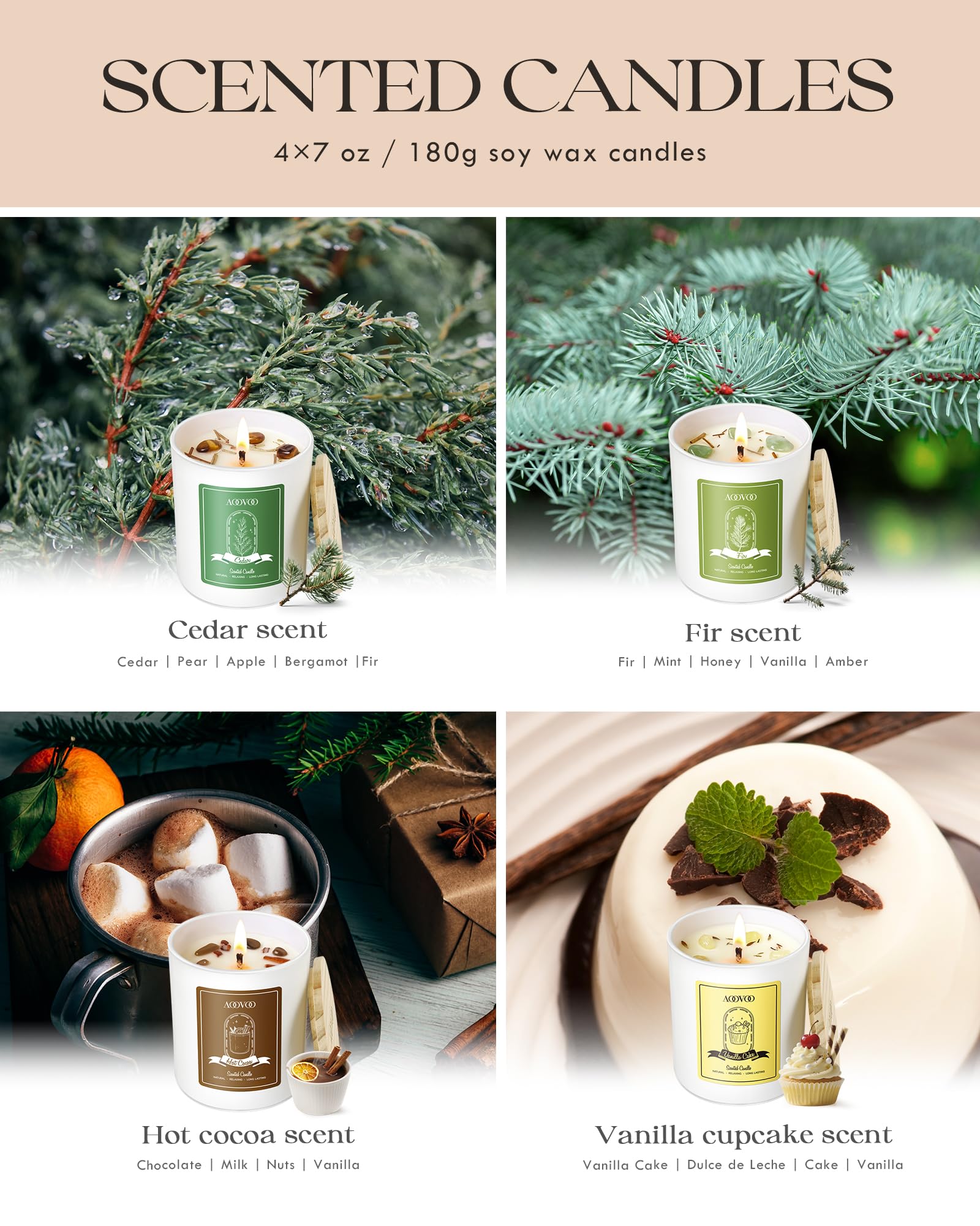 Candle with crystals inside and dried flowers - AOOVOO