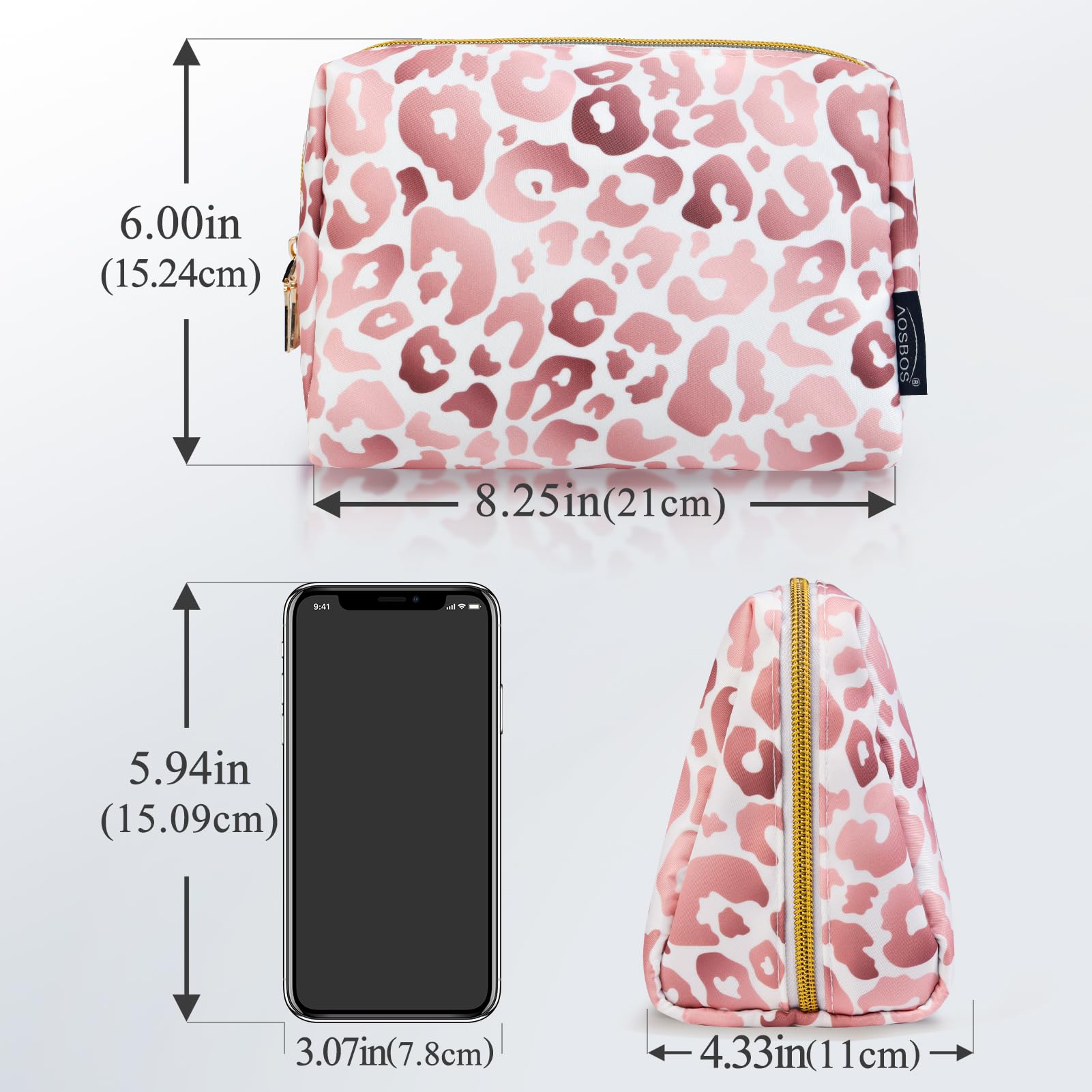 Aosbos interior layout with elastic pockets and mesh bag for organization.