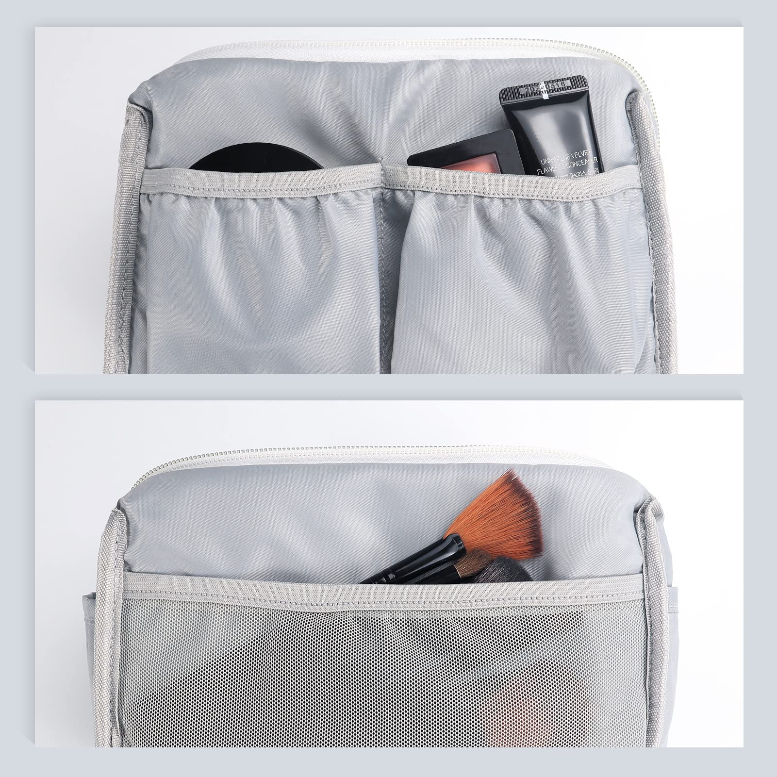 Wide-opening design of the Aosbos pink leopard pouch for easy access.