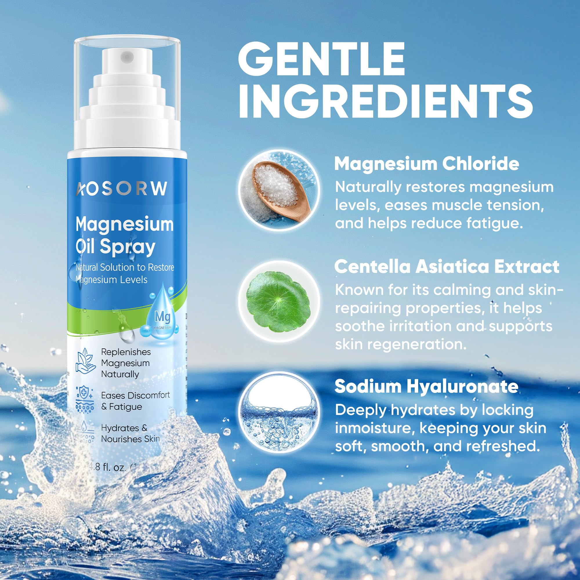 Applying magnesium oil spray to feet