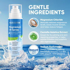 Applying magnesium oil spray to feet