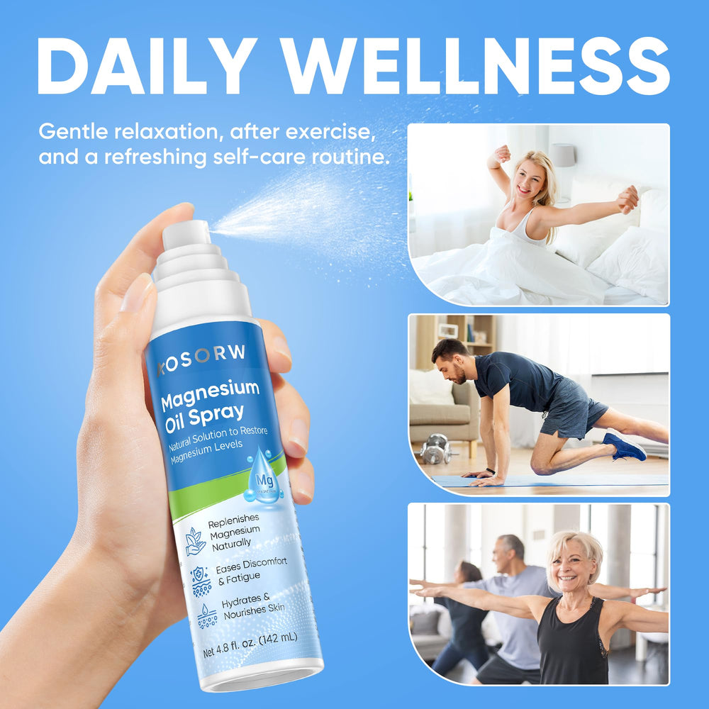 Legs and back showing relief after magnesium oil spray use