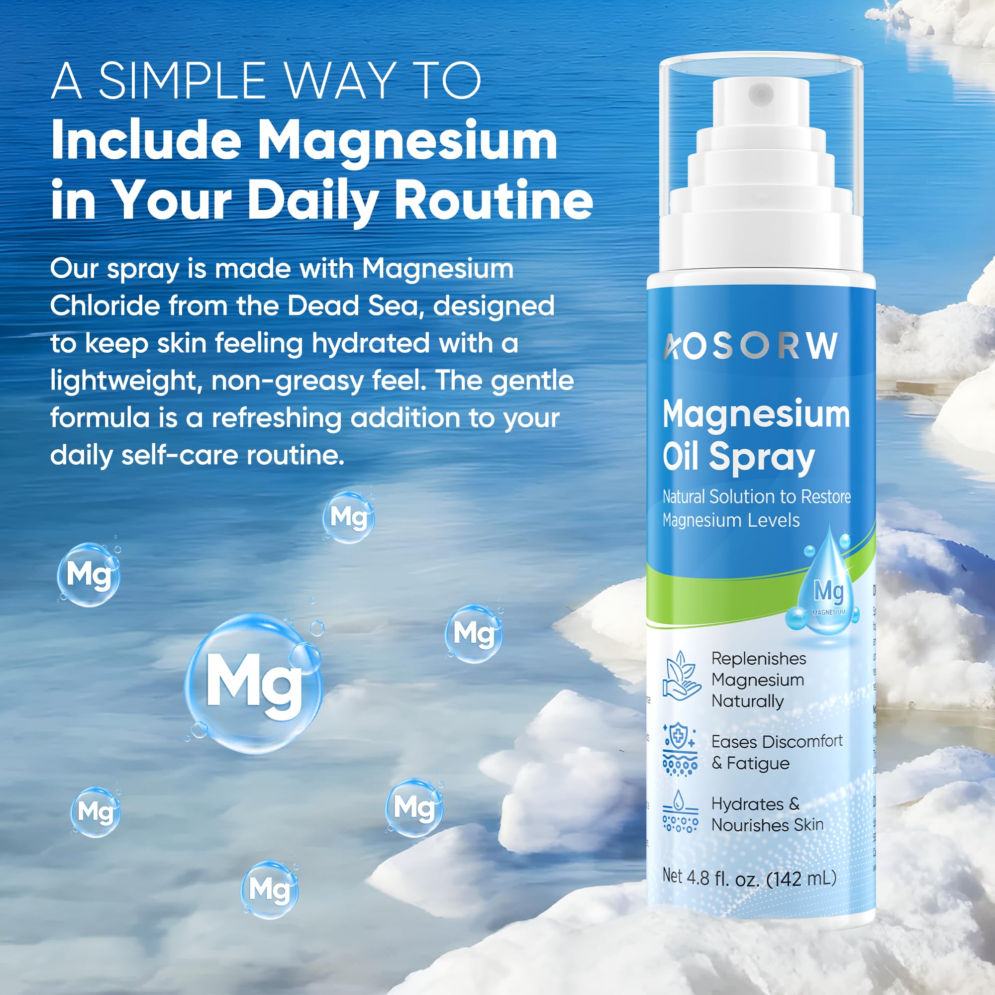 Travel-friendly AOSORW magnesium oil spray packaging