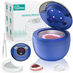 Aotuda 45kHz Ultrasonic Retainer Cleaner in navy blue, front view