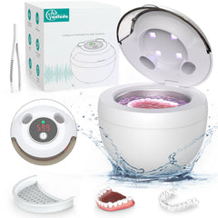 Front view of Aotuda 45kHz ultrasonic retainer cleaner in white