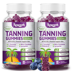 Aouewnk Tanning Gummies bottle with label