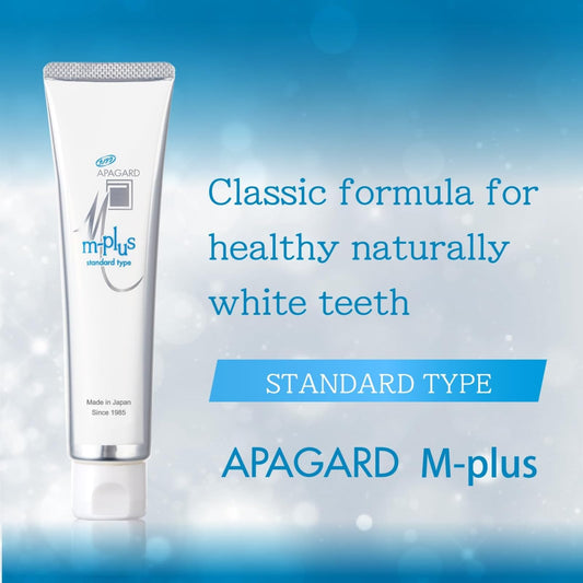 Close-up of APAGARD M-Plus nano-hydroxyapatite toothpaste tube
