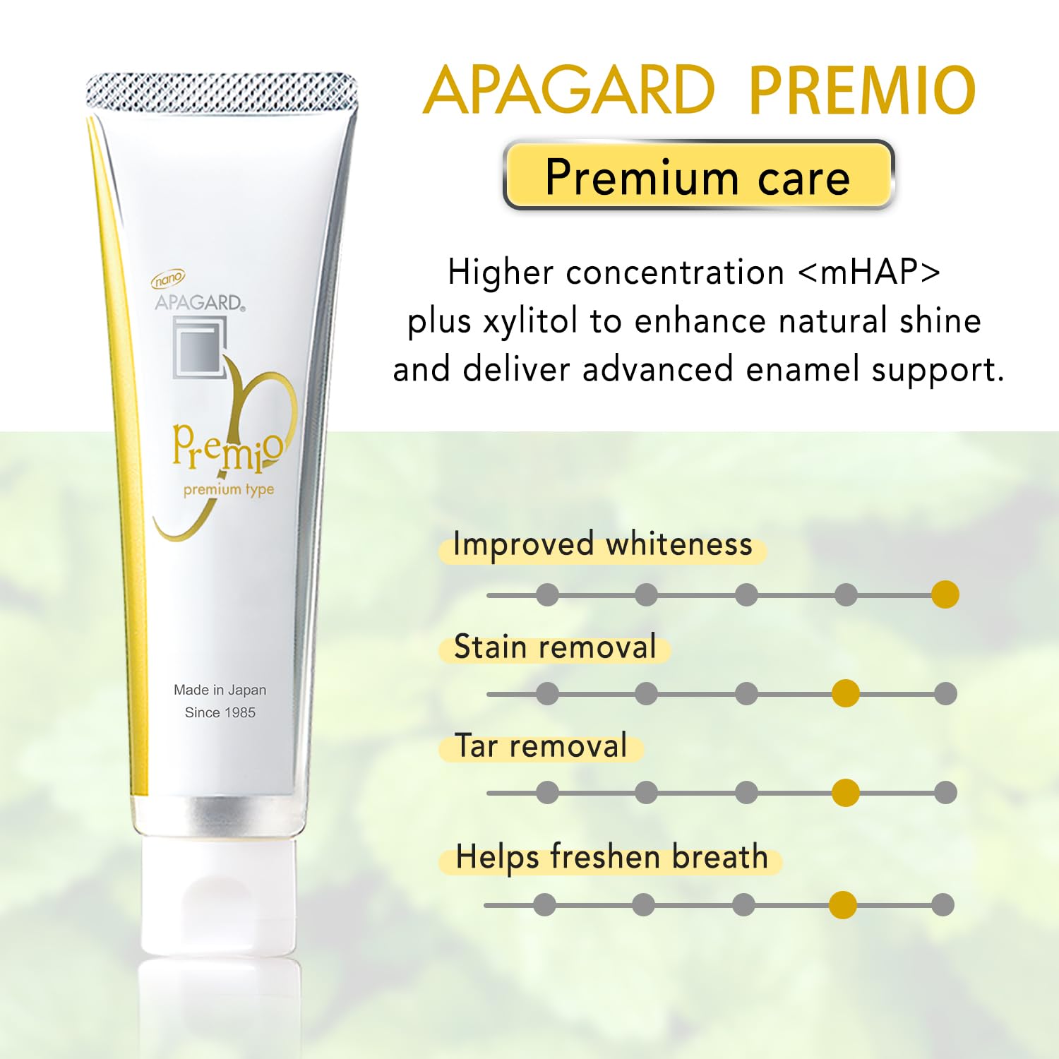 APAGARD Premio toothpaste tube with Double Mint flavor
