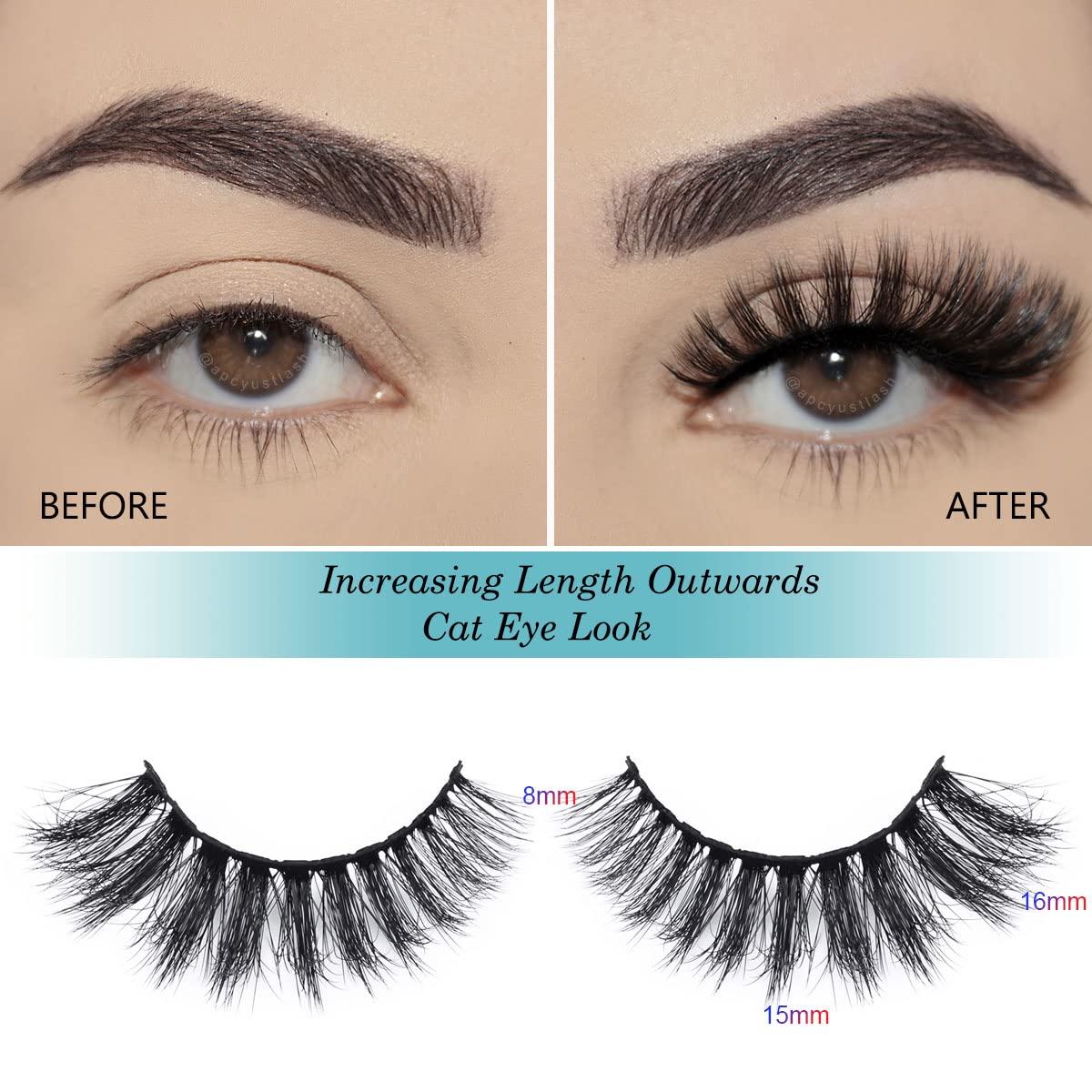 APCYUST 5D mink-inspired lashes with soft band deliver comfortable wear.
