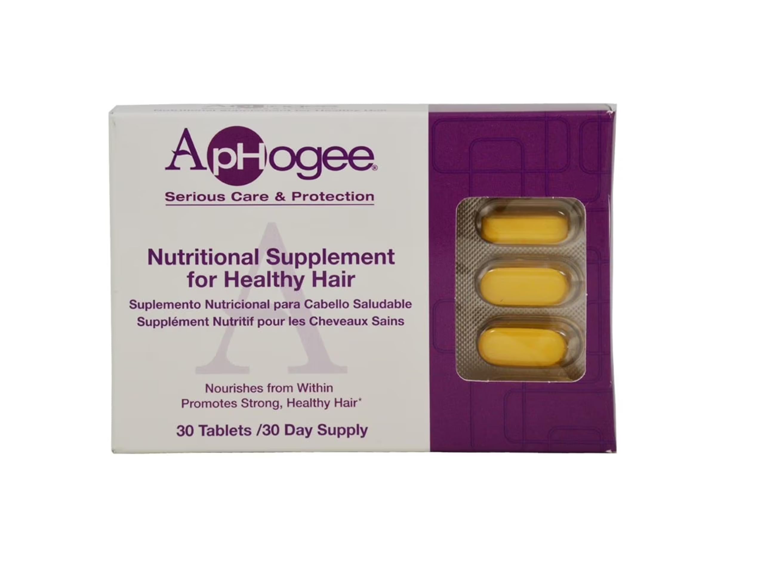 ApHogee Vitamin Supplement bottle for healthy hair - 30 tablets