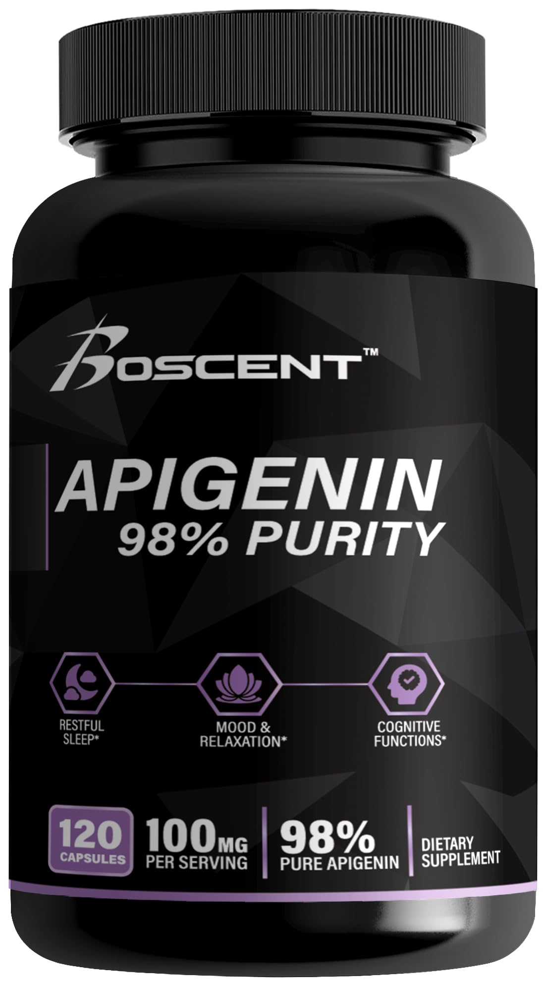 Apigenin 100mg chamomile extract bottle with 120 capsules