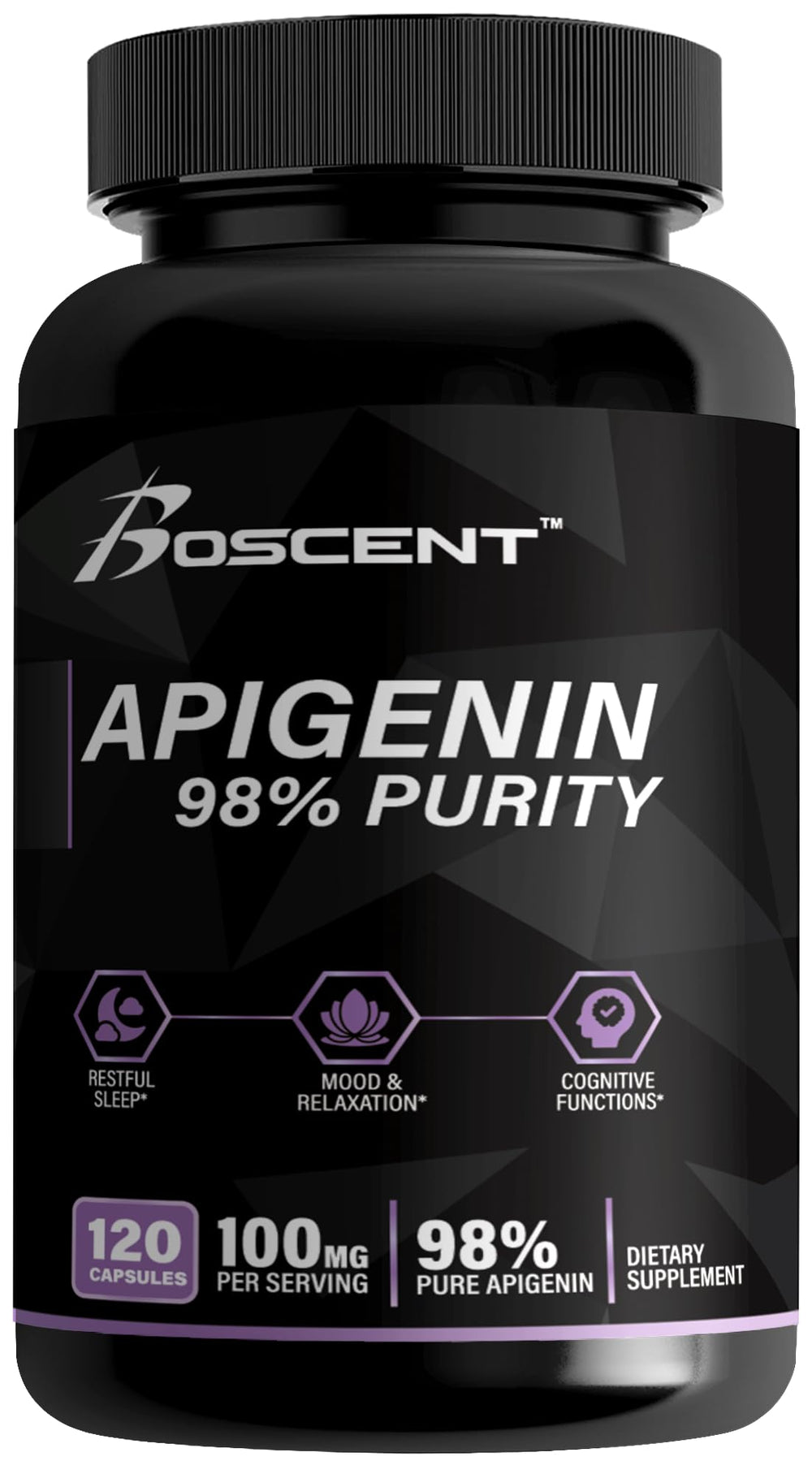 Apigenin 100mg chamomile extract bottle with 120 capsules