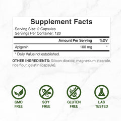 Capsules containing apigenin powder from chamomile plant