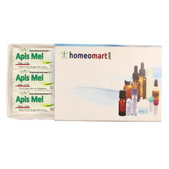 Apis Mellifica pellets in a glass vial ready for use