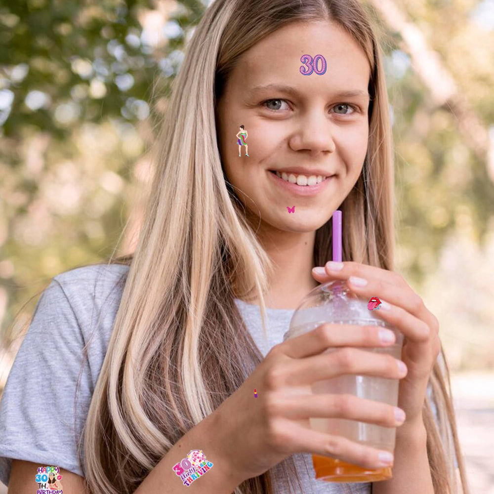 Aposwow tattoo sheets pairing with cups and props for playful party decor